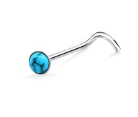 2.5mm Turquoise Stone Curved Nose Stud Silver NSKB-150